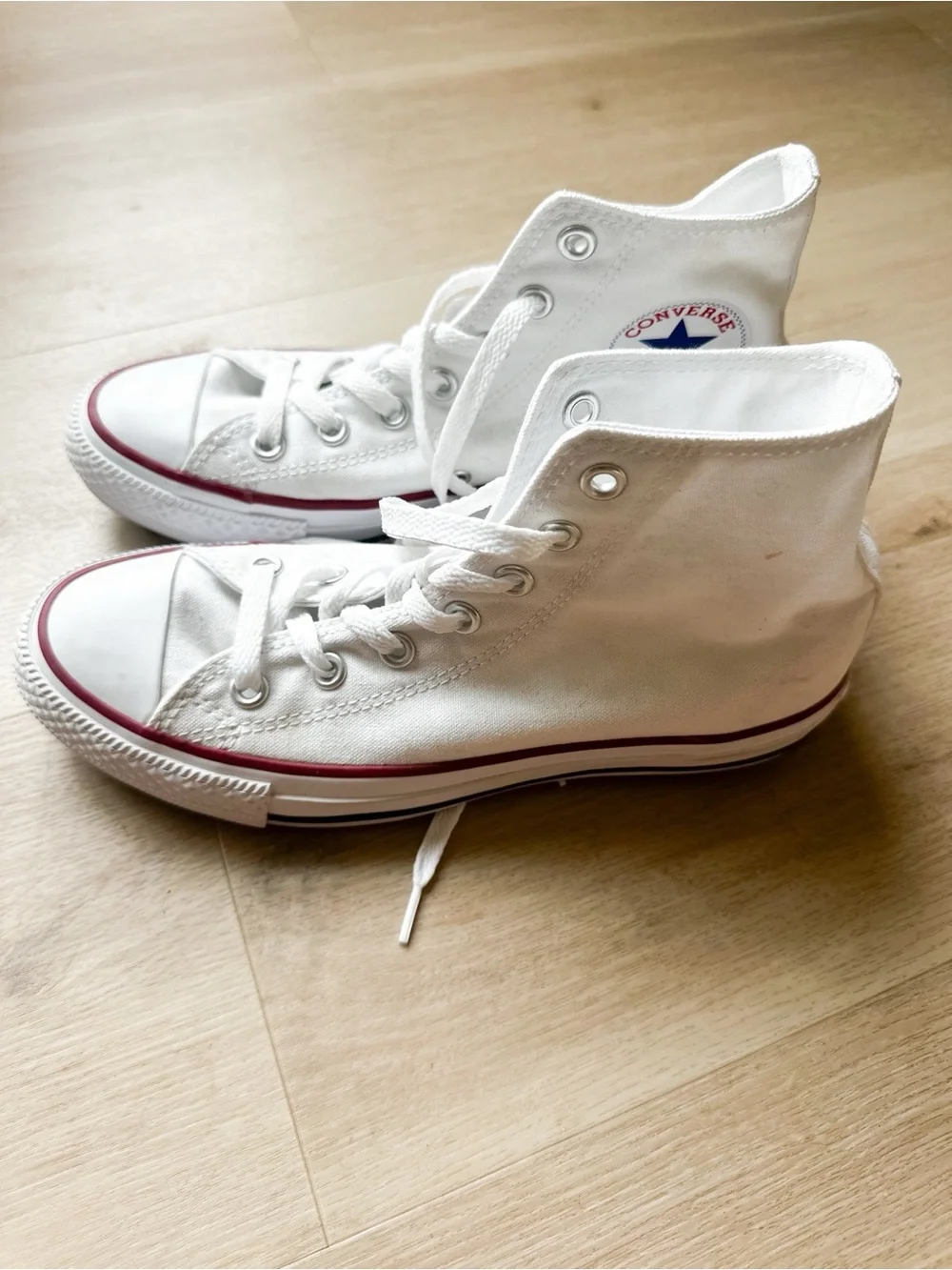 Converse White High-Top Canvas Sneakers Size 7 - Picture 2 of 7